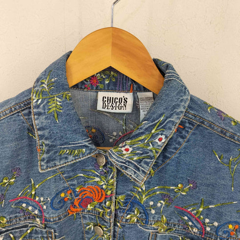 chico’s design 刺繍入りデニムジャケット レディース 1