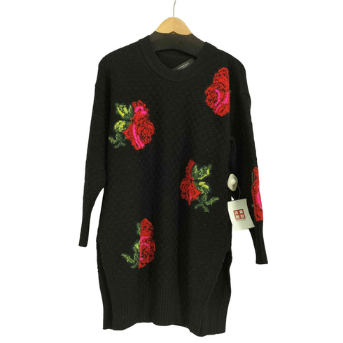 ヴェルサーチ VERSACE Black & Multicolour Knit Rose Sweater レディース