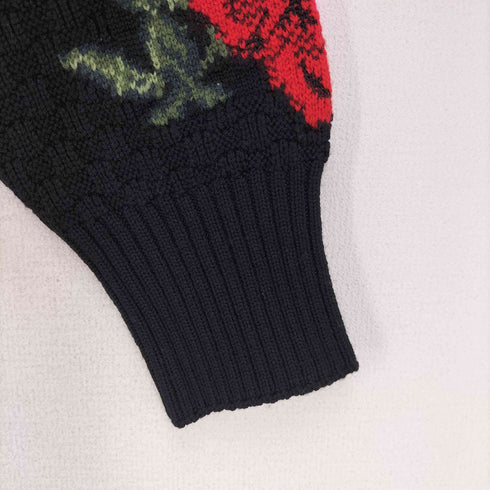 ヴェルサーチ VERSACE Black & Multicolour Knit Rose Sweater レディース