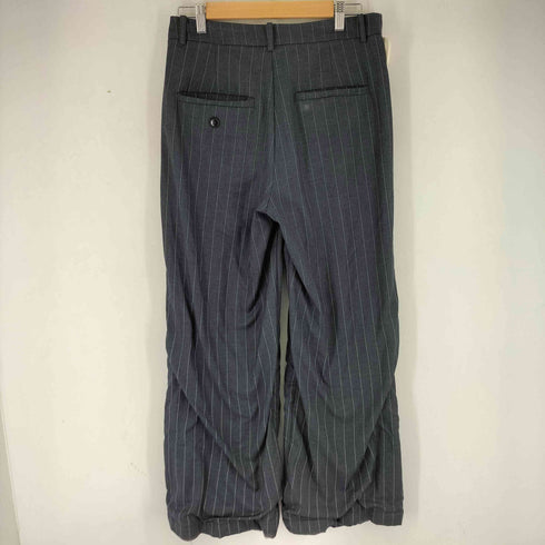 2タックストライプワイドレッグスラックスパンツ メンズ