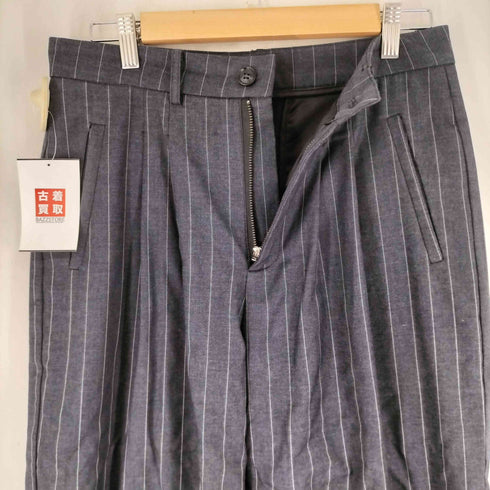 2タックストライプワイドレッグスラックスパンツ メンズ