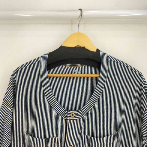 フォーティファイブアールピーエム 45rpm ストライプ ノーカラー シャツワンピース レディース