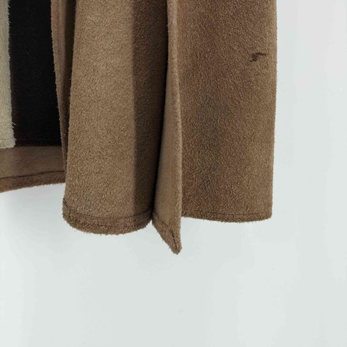 スイッチングカラー スウェード レザー スナップボタン フレア ポンチョ レディース