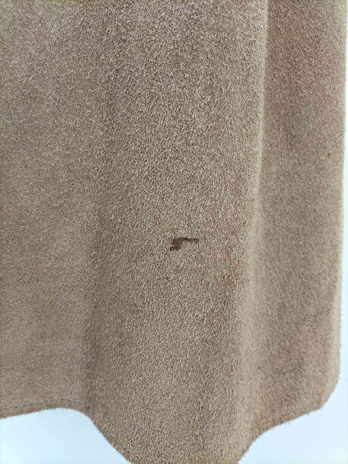 スイッチングカラー スウェード レザー スナップボタン フレア ポンチョ レディース