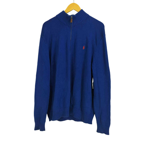 ポロバイラルフローレン Polo by RALPH LAUREN 90S ポニー刺繍 ハーフジップ ニット メンズ XXL