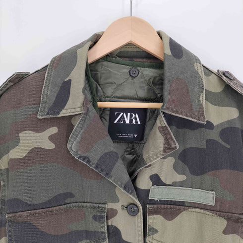 ザラ ZARA キルト ライナー付き 迷彩 カモフラ ワークジャケット メンズ import:S