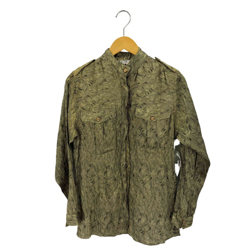 LINDSEY BLAKE PETITES スタンドカラー エポレット 総柄ミリタリーシャツ レディース 6