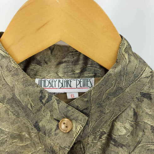 LINDSEY BLAKE PETITES スタンドカラー エポレット 総柄ミリタリーシャツ レディース 6