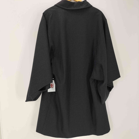 ワイドスリーブ 比翼ボタン 裏地チェック ステンカラー コート メンズ