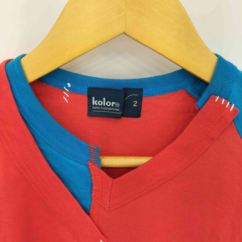 カラー kolor 再構築 バイカラー ドッキング Vネック 半袖Tシャツ カットソー メンズ 2