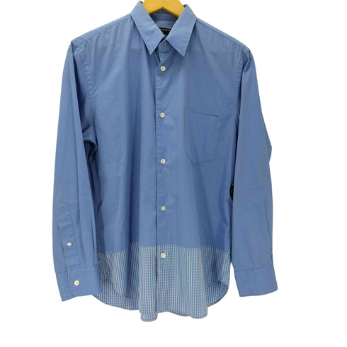 コムデギャルソンオム COMME des GARCONS HOMME AD2020 綿ブロード 無地 × 綿チェック 切り替え L/S シャツ メンズ JPN:S
