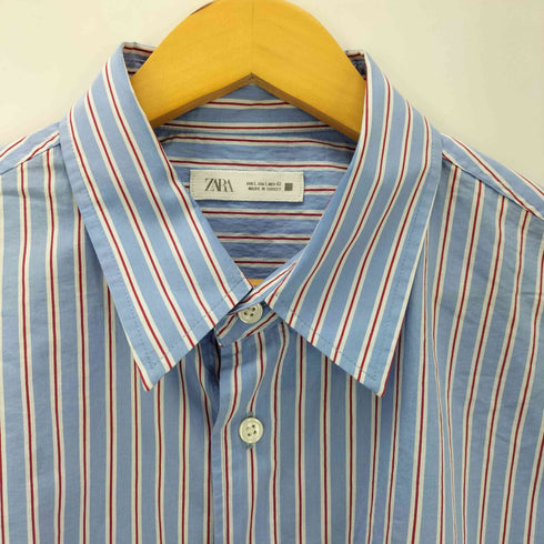 ザラ ZARA STRIPED CROPPED FIT SHIRT ストライプ クロップド フィット シャツ メンズ import:L