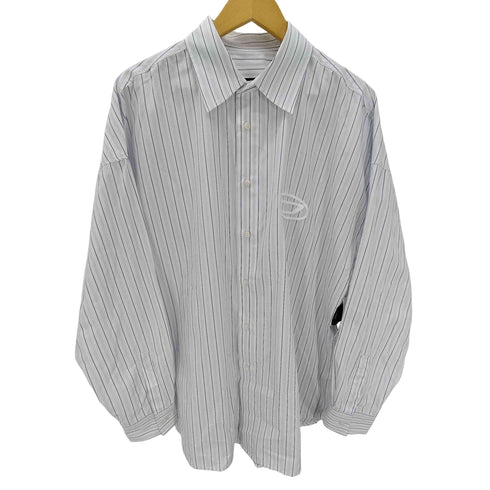 ディーゼル DIESEL S-DOUBLY-STRIPE ロゴ 刺繍 ストライプ シャツ メンズ EUR:52