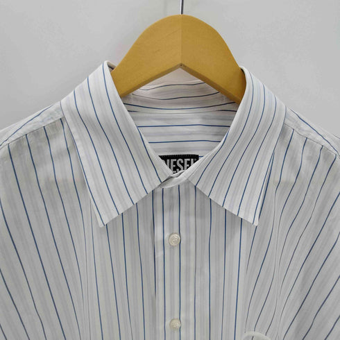 ディーゼル DIESEL S-DOUBLY-STRIPE ロゴ 刺繍 ストライプ シャツ メンズ EUR:52