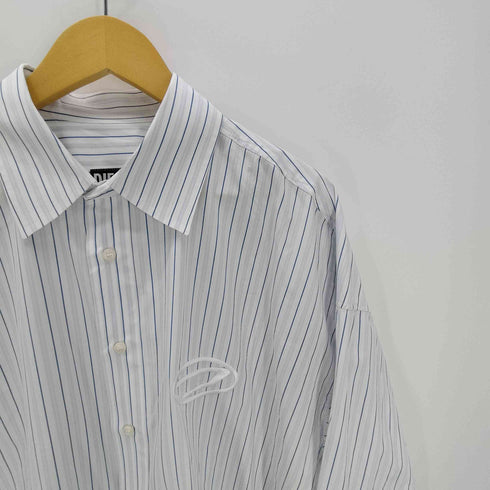 ディーゼル DIESEL S-DOUBLY-STRIPE ロゴ 刺繍 ストライプ シャツ メンズ EUR:52