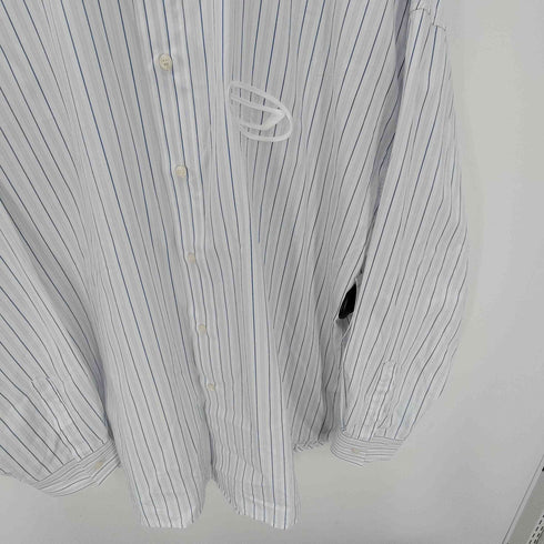 ディーゼル DIESEL S-DOUBLY-STRIPE ロゴ 刺繍 ストライプ シャツ メンズ EUR:52