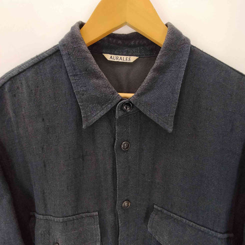 オーラリー AURALEE 19SS LINEN SILK SUMMER TWEED HALF SLEEVED SHIRTS リネン シルク サマー ツイード ハーフ スリーブ シャツ メンズ JPN:4