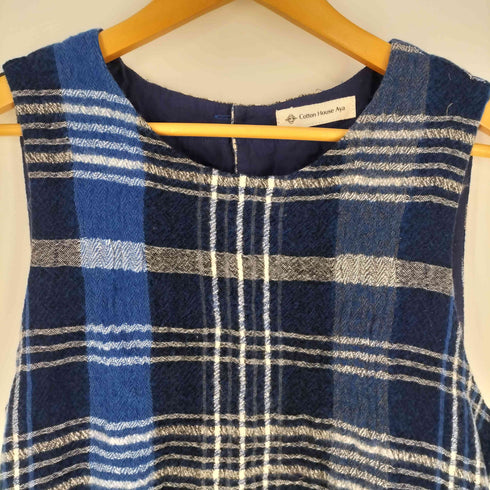 コットンハウスアヤ Cotton House Aya チェック ウール ノースリーブワンピース レディース JPN:M