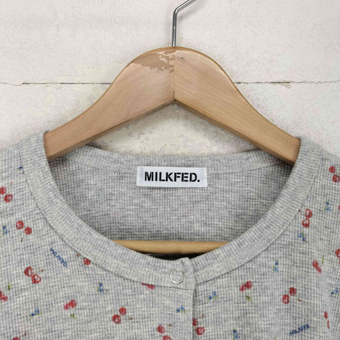 ミルクフェド MILKFED. CHERRY PATTERN WAFFLE CARDIGAN レディース ONE