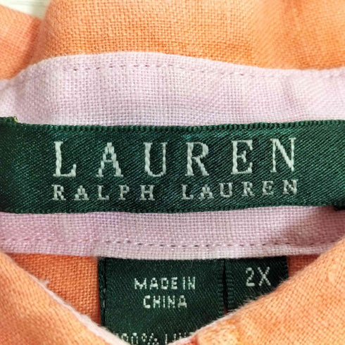 ローレンラルフローレン LAUREN RALPH LAUREN リネン100% ロゴ刺繍 レギュラーカラーシャツ メンズ 2X
