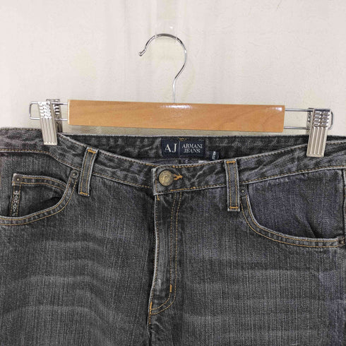 アルマーニジーンズ ARMANI JEANS 刺繍デザインブラックデニム メンズ 29