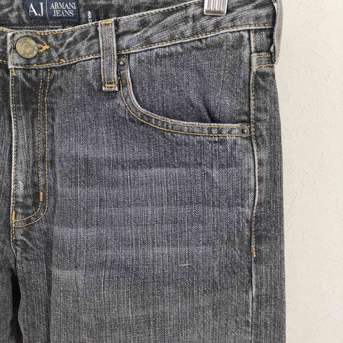 アルマーニジーンズ ARMANI JEANS 刺繍デザインブラックデニム メンズ 29