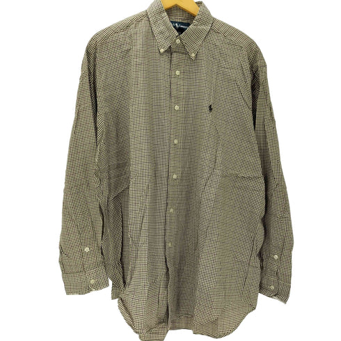 ラルフローレン RALPH LAUREN 90S BLAKE ブレイク ポニー刺繍 L/S チェック ボタンダウン シャツ ビックサイズ メンズ import:L