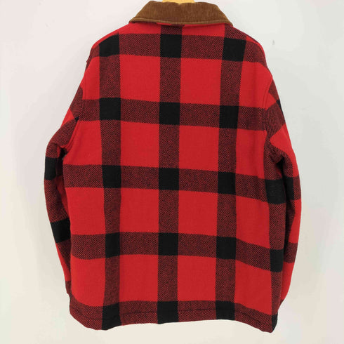 ウールリッチ WOOLRICH 80-90s USA製 裏地キルティング 襟コーデュロイ切替 バッファローチェック メルトン ジップアップジャケット バッファロージャケット メンズ import:L