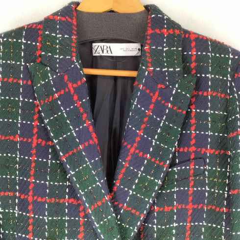 ザラ ZARA チェック ダブル テーラードジャケット レディース US L