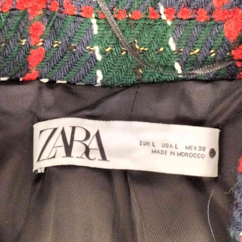 ザラ ZARA チェック ダブル テーラードジャケット レディース US L