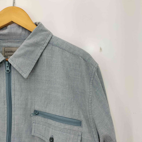 scandia woods 90-00s フロントポケット 絣 コットンポリ ジップアップジャケット メンズ