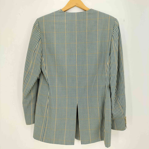 スポーツマックス SPORTMAX イタリア製 チェック ノーカラー 3B テーラードジャケット レディース JPN:42
