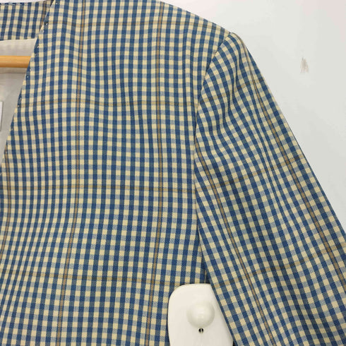 スポーツマックス SPORTMAX イタリア製 チェック ノーカラー 3B テーラードジャケット レディース JPN:42