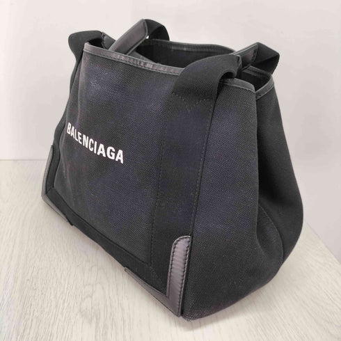 バレンシアガ BALENCIAGA ネイビーカバス Sサイズ キャンバス×レザー コンビ レディース