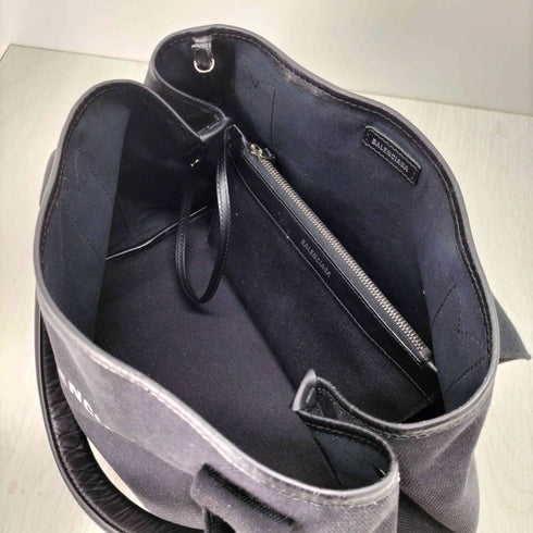 バレンシアガ BALENCIAGA ネイビーカバス Sサイズ キャンバス×レザー コンビ レディース