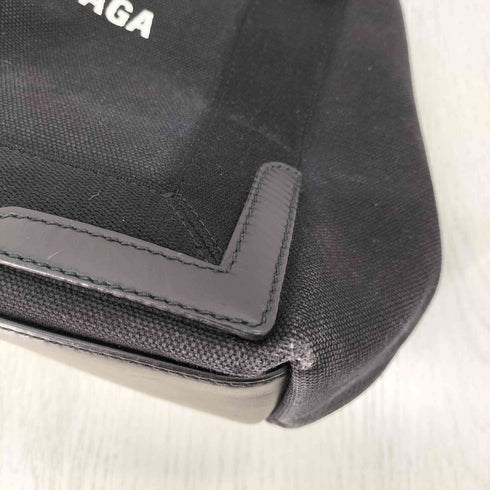 バレンシアガ BALENCIAGA ネイビーカバス Sサイズ キャンバス×レザー コンビ レディース