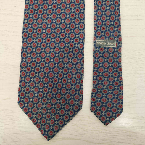 ジョルジオアルマーニ Giorgio Armani イタリア製 白タグ 総柄 シルク ネクタイ メンズ