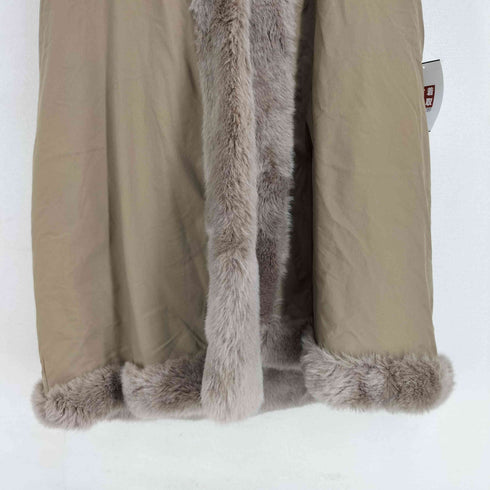 裏地ファー フーデッド ロングジレ レディース