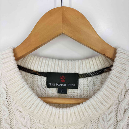 ザスコッチハウス The Scotch House ケーブル編み 切替 クルーネック ニット メンズ import:L