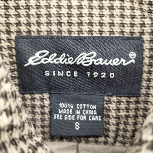 エディーバウアー Eddie Bauer 黒タグ 千鳥格子 コットン ボタンダウン L/S シャツ メンズ import:S