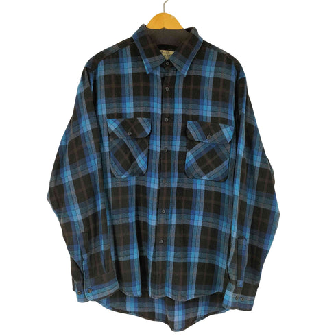 シアーズローバック SEARS ROEBUCK&CO 90S ウールアクリル混 L/S チェックシャツ メンズ import:XL