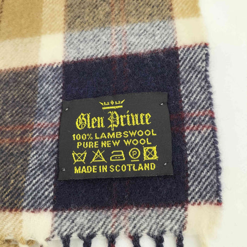 グレンプリンス Glen Prince スコットランド製 ラムズウール チェック マフラー レディース