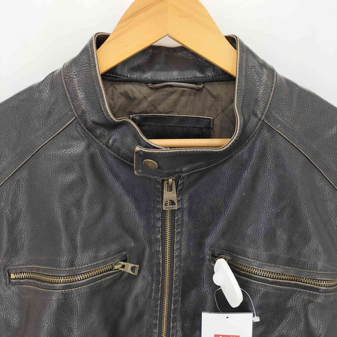 ゲス GUESS LOS ANGELES フェイクレザー シングル ライダースジャケット メンズ import:L