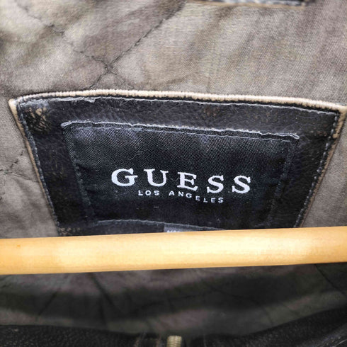 ゲス GUESS LOS ANGELES フェイクレザー シングル ライダースジャケット メンズ import:L