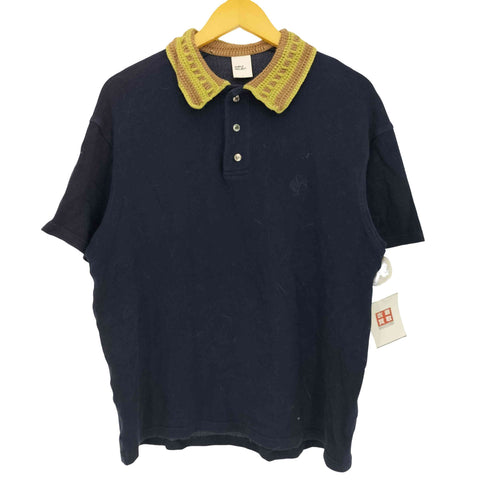 SIMPLE PROJECT 襟ニット切替 ロゴ刺繍ポロシャツ メンズ import:S