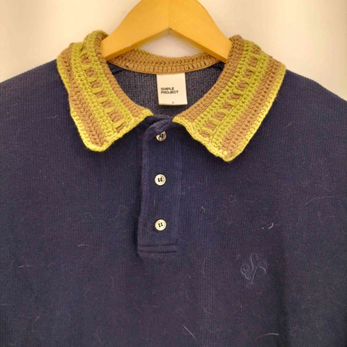 SIMPLE PROJECT 襟ニット切替 ロゴ刺繍ポロシャツ メンズ import:S