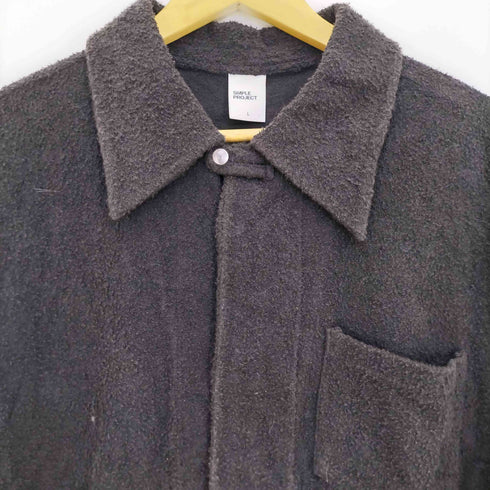SIMPLE PROJECT 比翼 スナップボタン パイル地 半袖シャツ メンズ import:L