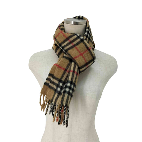 バーバリーズ BURBERRYS ノヴァチェック カシミヤ100 PURA CASHMERE フリンジマフラー レディース ONE SIZE
