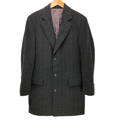 ヒューゴボス HUGO BOSS 3B センターベント ストライプ ウールチェスターコート メンズ EUR:46