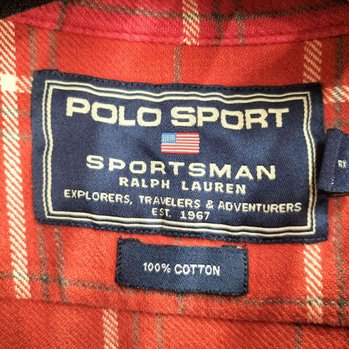 ポロスポーツラルフローレン POLO SPORT RALPH LAUREN 90S コットン フラップポケット チェック ネルシャツ メンズ import:L